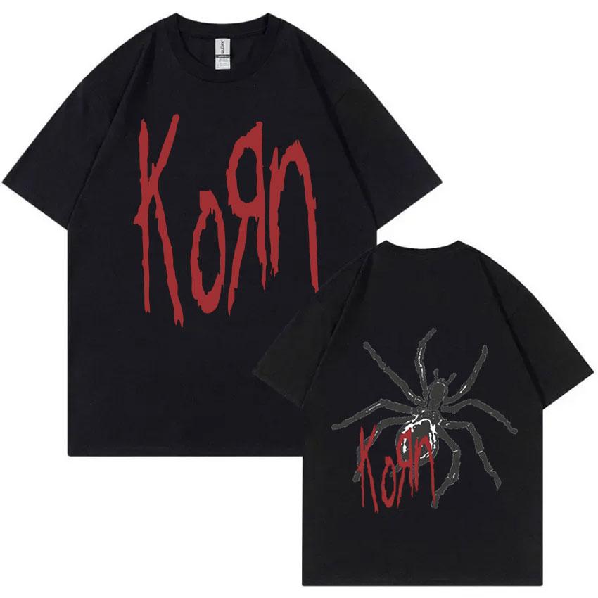 Rock Band Korn Print T Shirts Spider Graphic Tshirt Men Vintage Oversized T-shirt Unisex Alternative Nu Metal Music Short Sleeve