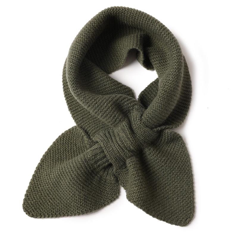 

Новый кашемировый вязаный маленький шарф однотонный детский пуловер для малышей многоцветный на выбор шарф Below 60cm темно-зеленого