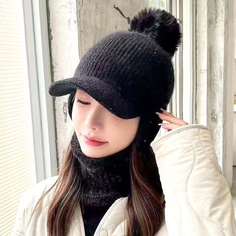 1PC Coldproof Knitted Hat Warm Fluffy Thickened Wool Ear Protection Skin-friendly Fashionable