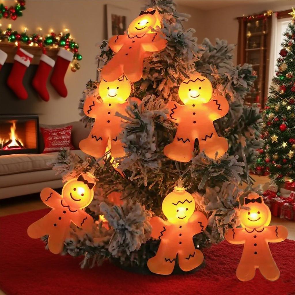 1PC 10/20LED Christmas Men&Women Gingerbread Man String Lights Suitable For Home Outdoor Holiday Party Christmas Decoration
