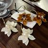New  Metal Acrylic Petal Earrings European American Style Personalized Fashion Stud Earrings Ladies Girls Travel Accessories