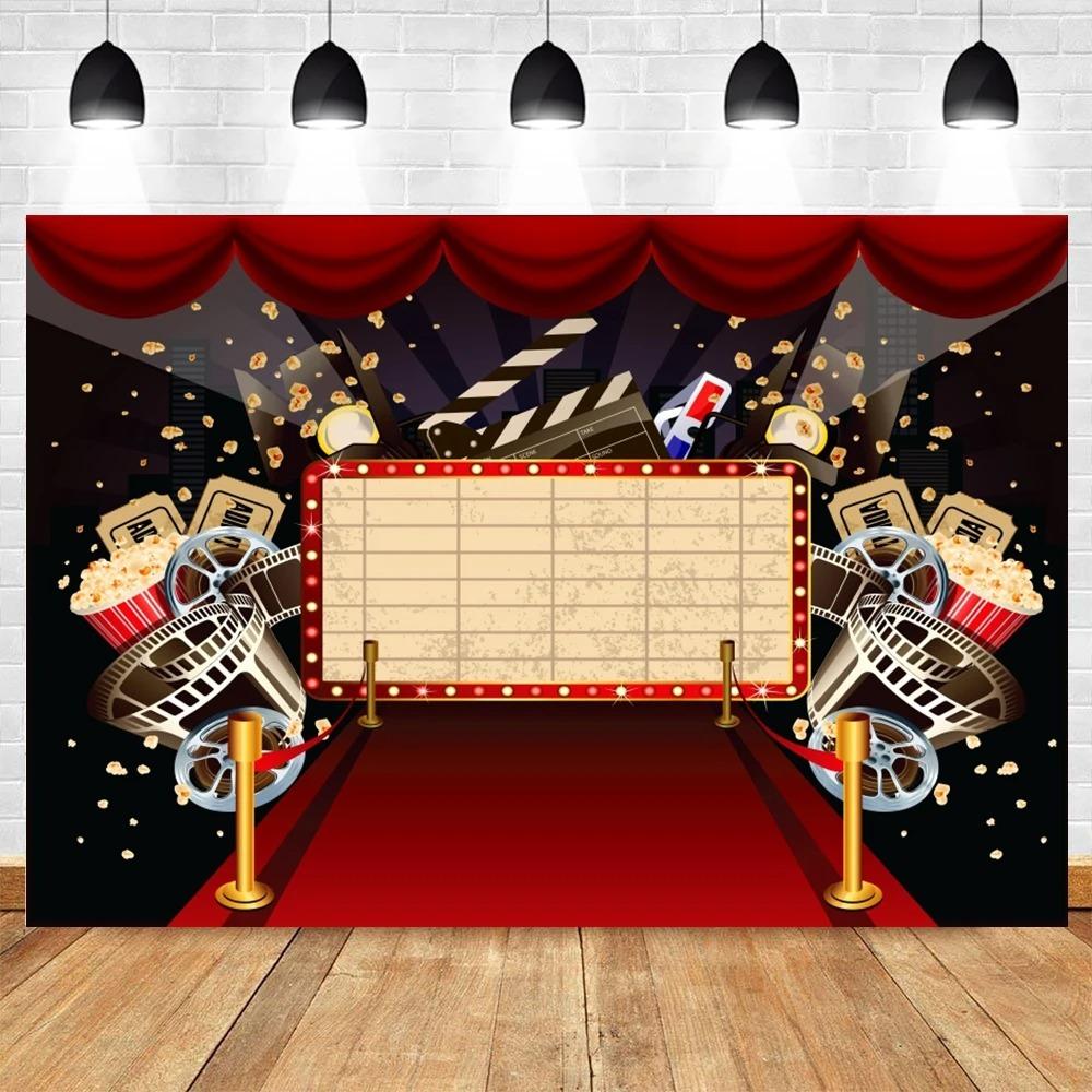 Birthday Party Backdrop Decor Red Carpet Film Cinema Movie Poker Playing Card Casino Photographic Background Photo Studio Props