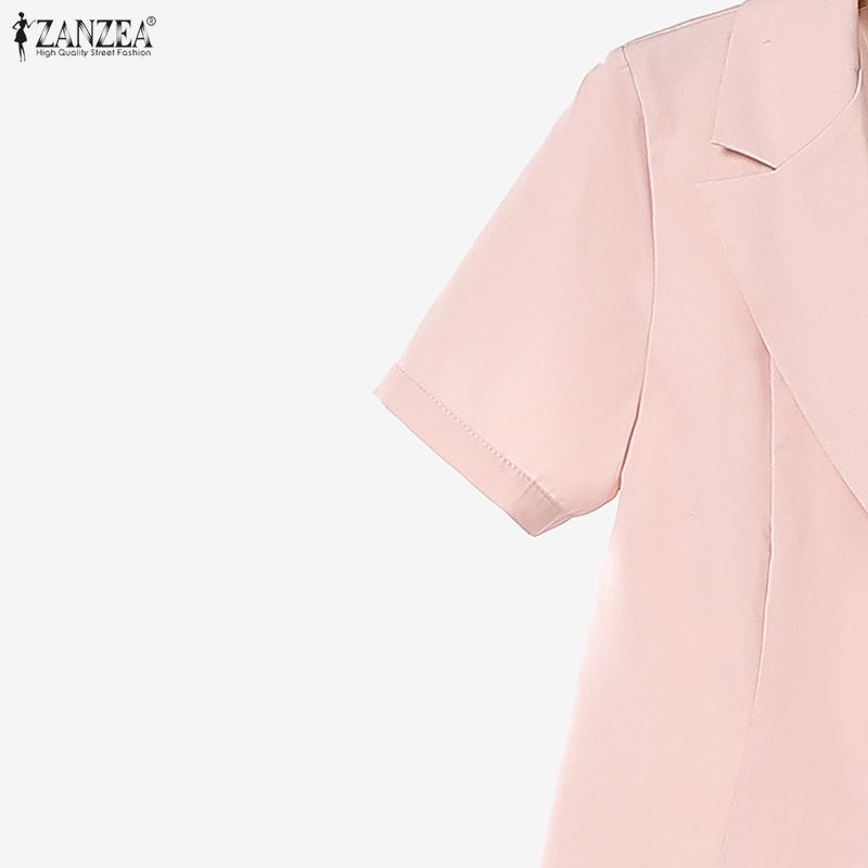 ZANZEA Blusa a Maniche Corte da Donna e Gonne Lunghe Casual Set Completi Due Pezzi