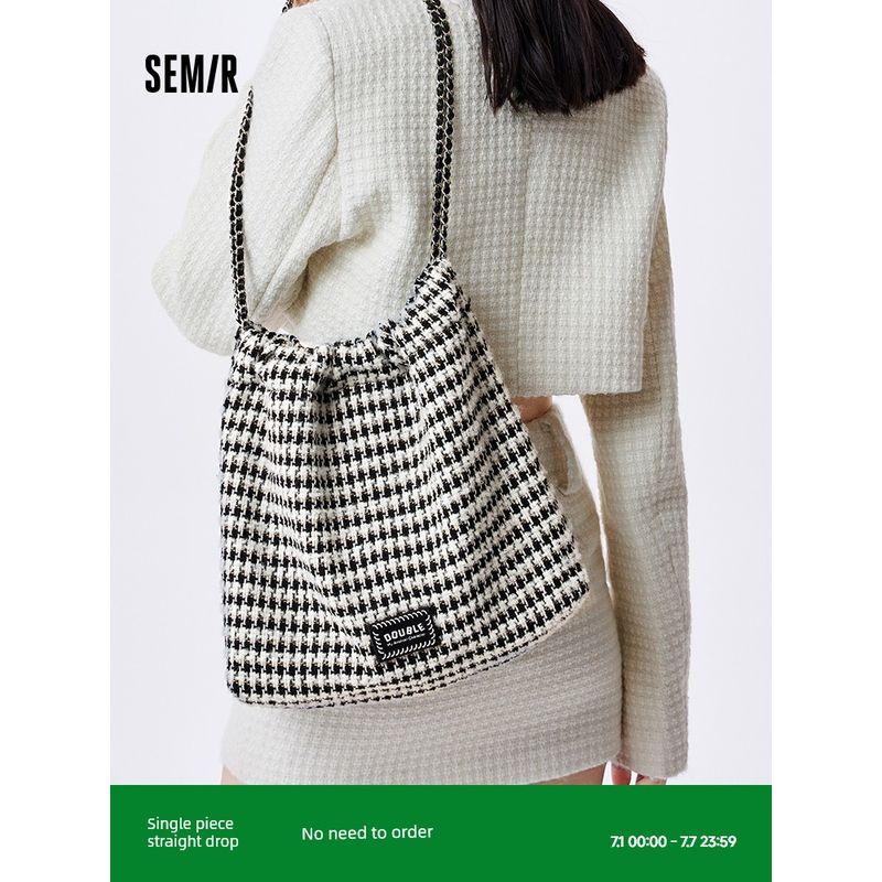 

Senma Bag Tote Bag for Women This Year Popular Texture Portable Bag Fashion Woolen Shoulder Bag Large Capacity Women s Bag Black 90001