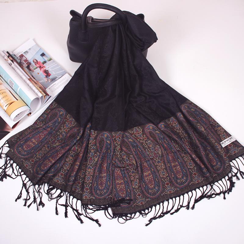 Ethnic Style Cashew Scarf Air Conditioner Large Shawl Scarf Dual-Purpose Jacquard Fringed Spring And Summer Long Cotton Scarf Women