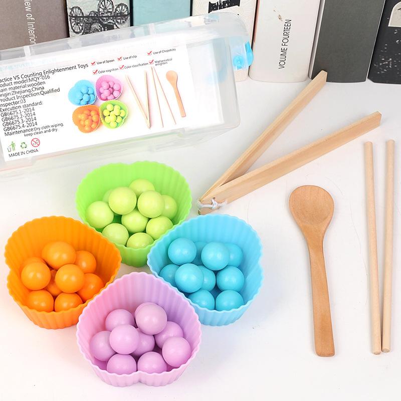 Children's concentration training clip beads ball marbles 3-6 years old boys and girls teaching aids parent-child interactive board game box