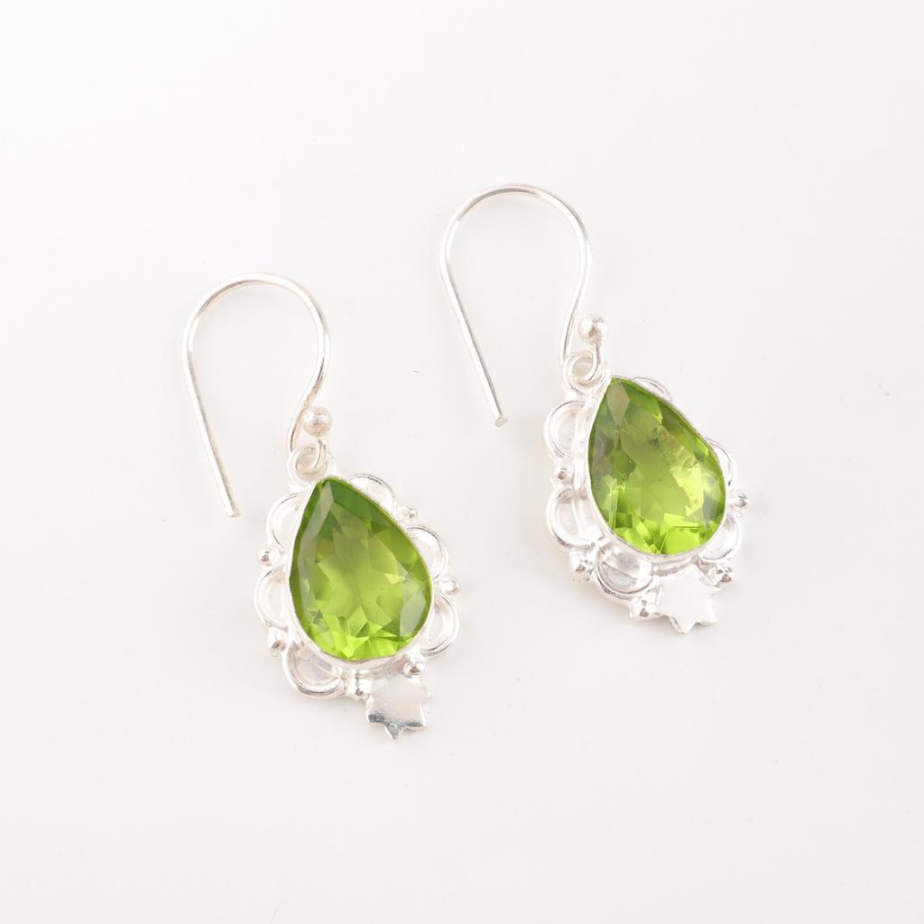 Peridot Gemstone Earrings925 Stamped Silver Handmade Jewelry Gift For Girlfriend EE-163-14