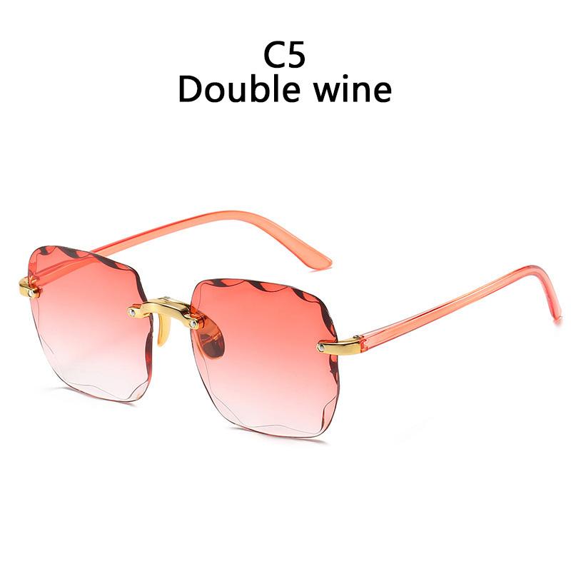 Rectangular Sun Glasses Glasses Female Designer Style Style Trendy Rimless Gradient Sun Eyeglasses Shades Cutting Lens Ladies Frameless Glasses