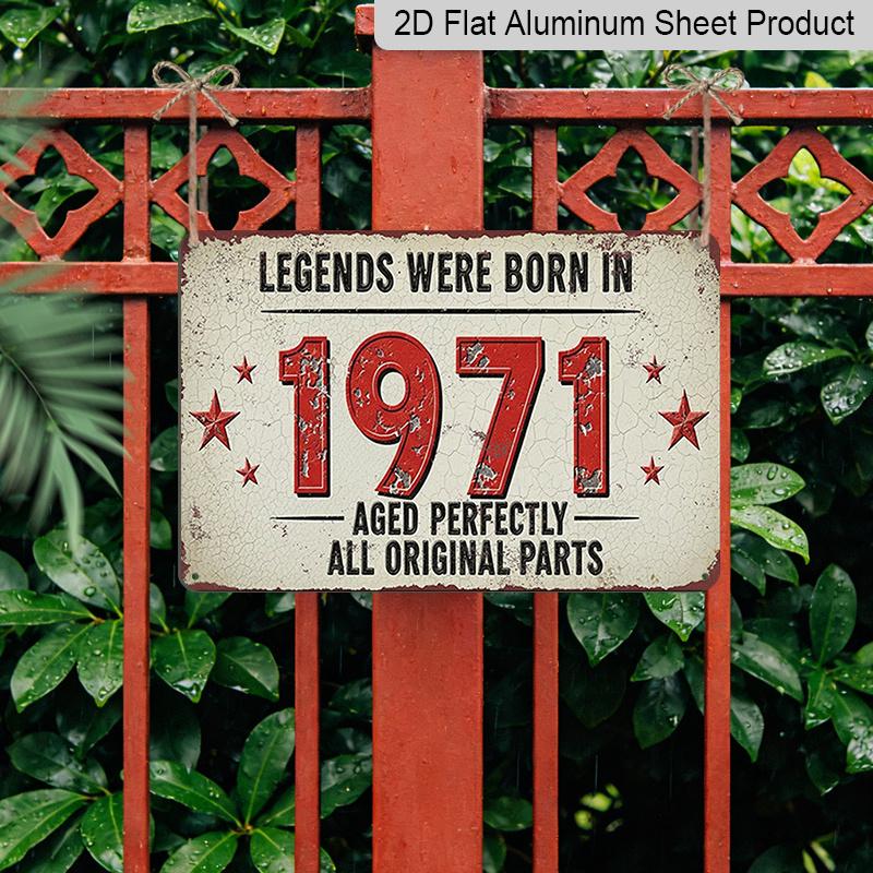 2D Flat 1pc ("8X12"), "Legends Were Born in 1971 Metal Sign - Vintage Style Birthday Gift for Men and Women, Rustic Wall Decoration, Anniversary Gift