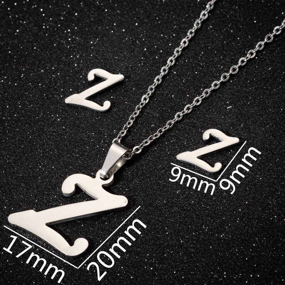 English Letter Necklace & Earring Set: Fashionable Jewelry for Women
