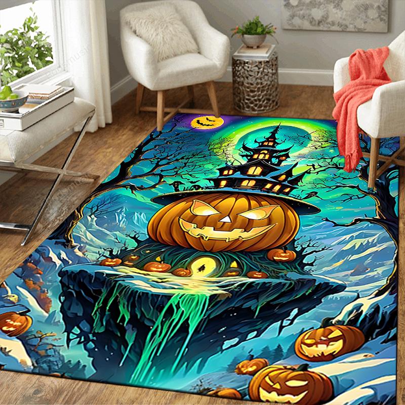 1Pc Halloween Night Castle Rug, Office Carpet Indoor Outdoor Doormat, Non-Slip, Comfortable, Living, Christmas Halloween, Xmas Gift G117