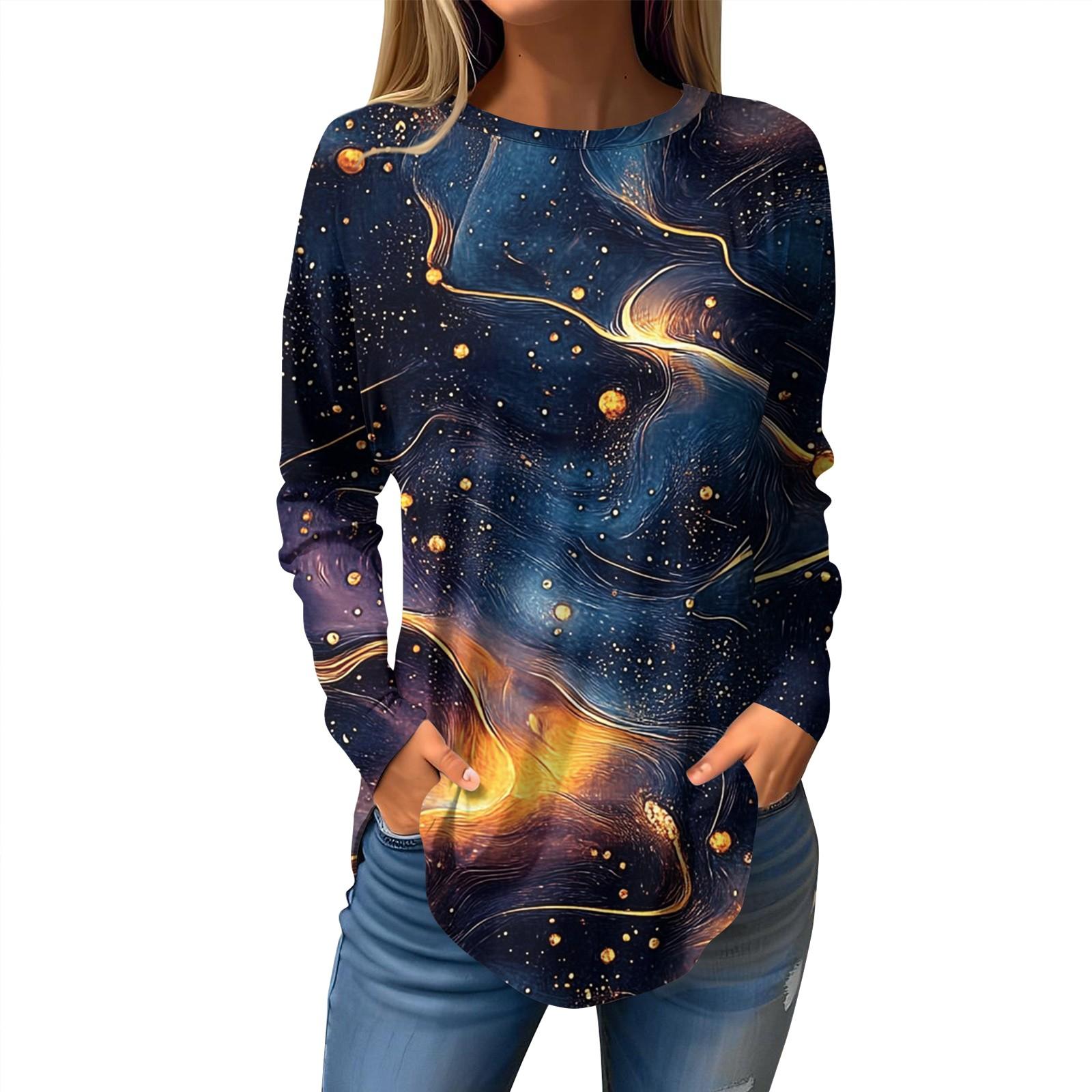 

Women s Loose Casual Printed Round Neck Long Sleeved T Shirt Top Pullover Long Sleeved Sweatshirt XL
