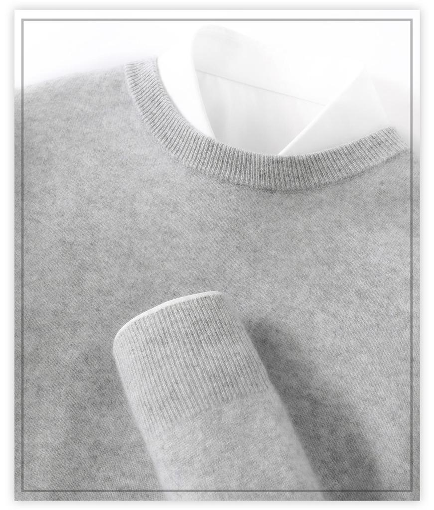 Men's Cashmere Round Neck Sweater - Business Casual Light Luxury Pullover, Soft & Smooth Knitwear for Autumn & Winter.