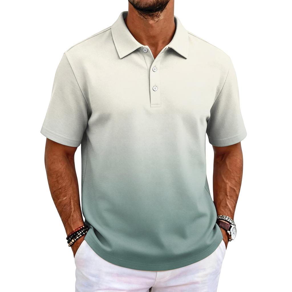 Men Short Sleeve Polo Shirt Classic Fit Lightweight Breathable Fabric Business Casual Solid Basic Collar Top