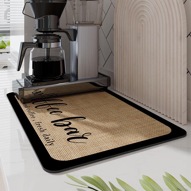 Absorbent Non-Slip Drying Mat for Kitchen Countertop, Dining Table, Sink Bowl - Washable Insulation Mat for Bar Coaster
