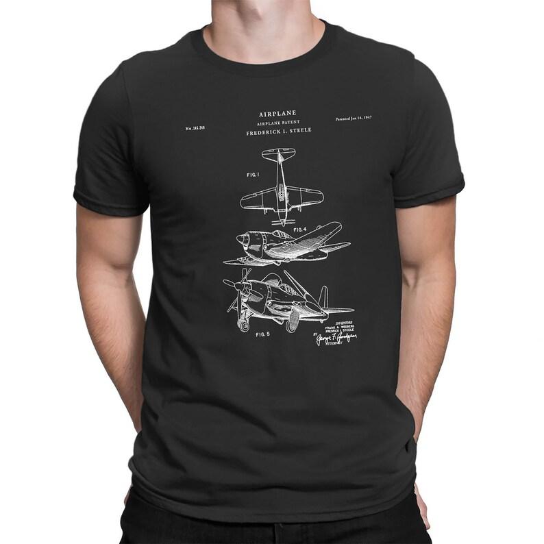 Aircraft Patent T-shirt Pilot Aviation Gift Low-wing Aircraft Shirt Engineer Pilot Gift Personality Deconstructed Short Sleeve