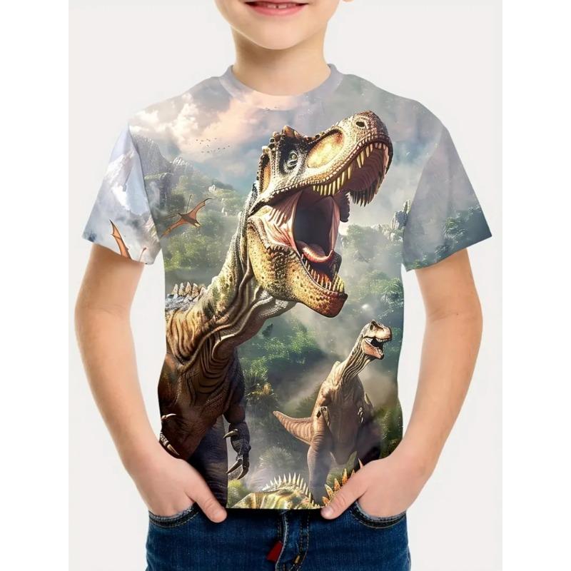 Boys Kids Clothes 3D Print Cartoon Dinosaur Graphic T Shirts Fashions Summer Streetwear O-Neck Short Sleeves T-Shirts for Boys