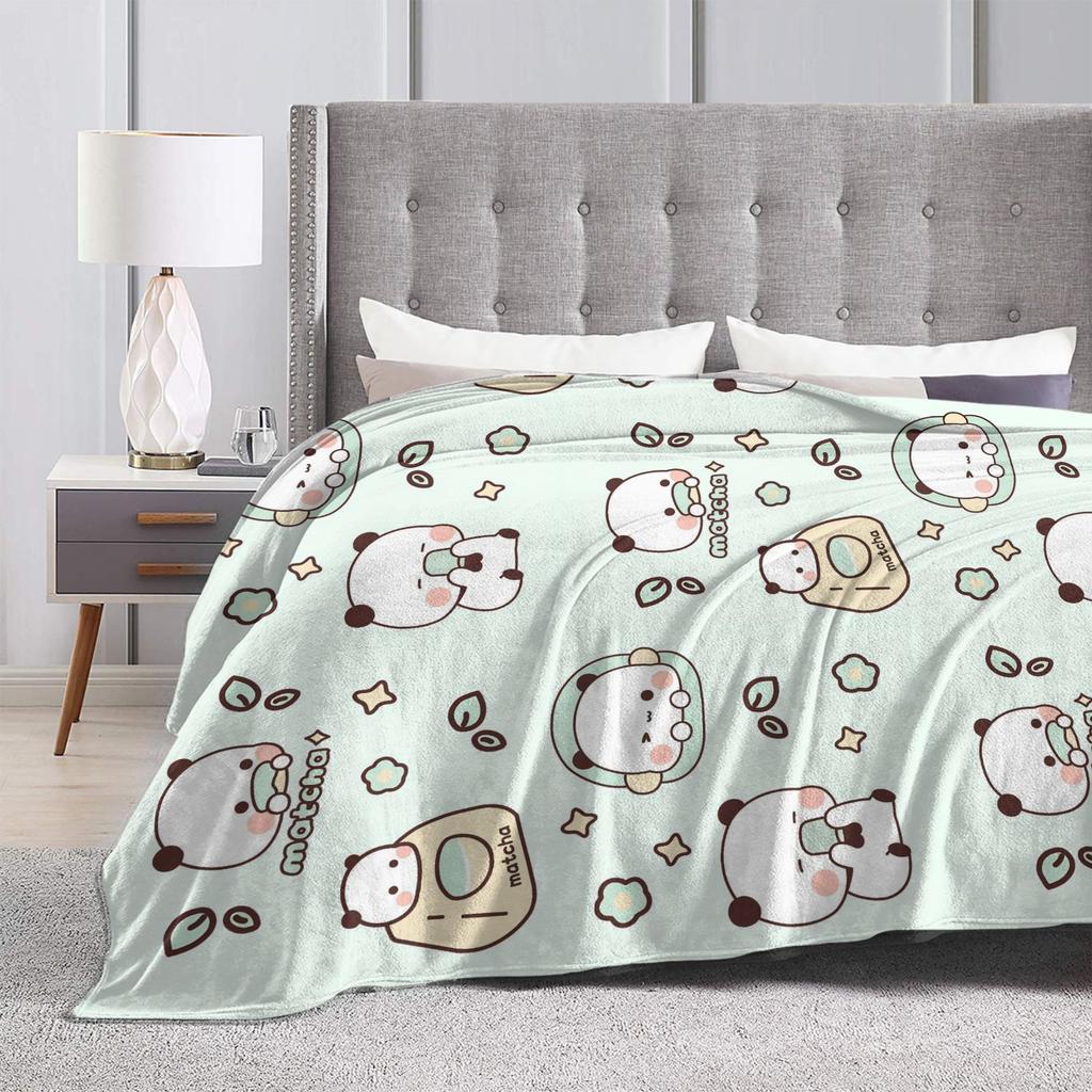 Cartoon Panda Bubu Dudu Blankets Fleece Print  Portable Lightweight Thin Throw Blanket for Bed Office Rug Piece