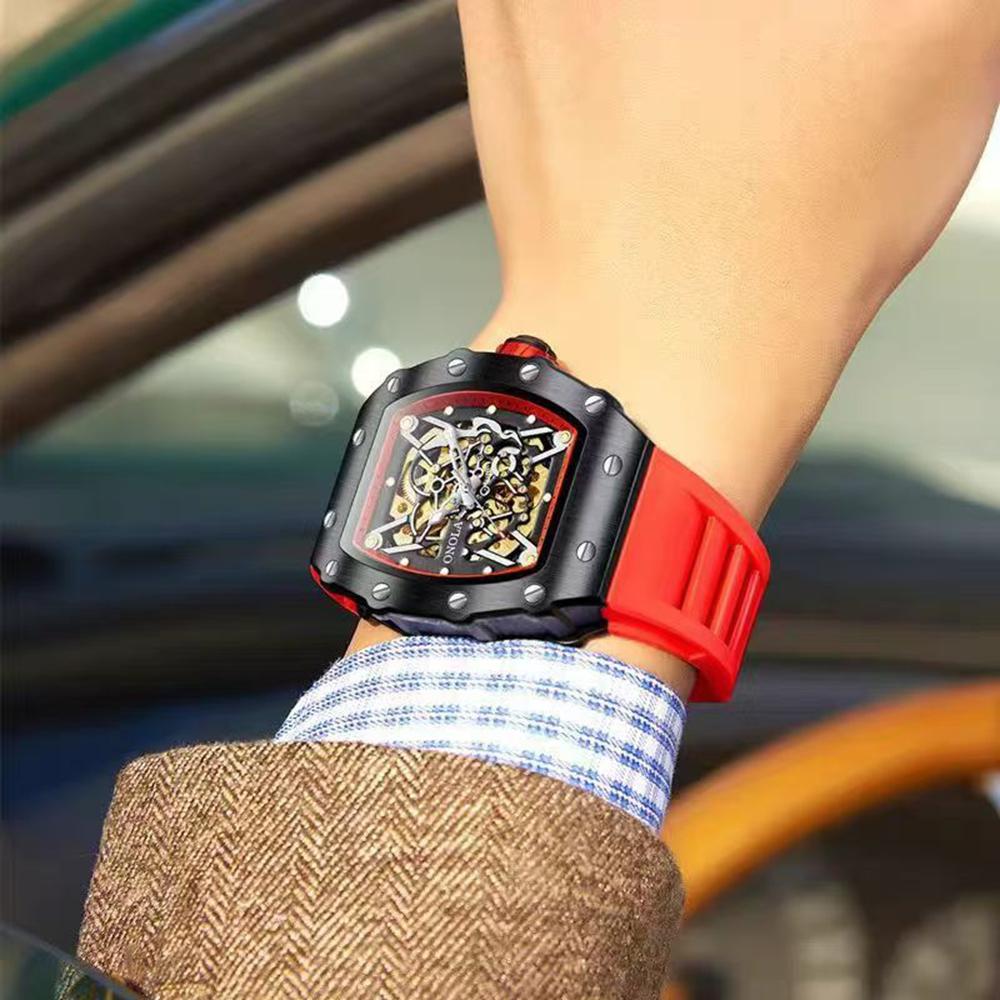 ONOLA New Fashion Mechanical Watch Flywheel Hollow Automatic Mechanical Men's Waterproof Watch