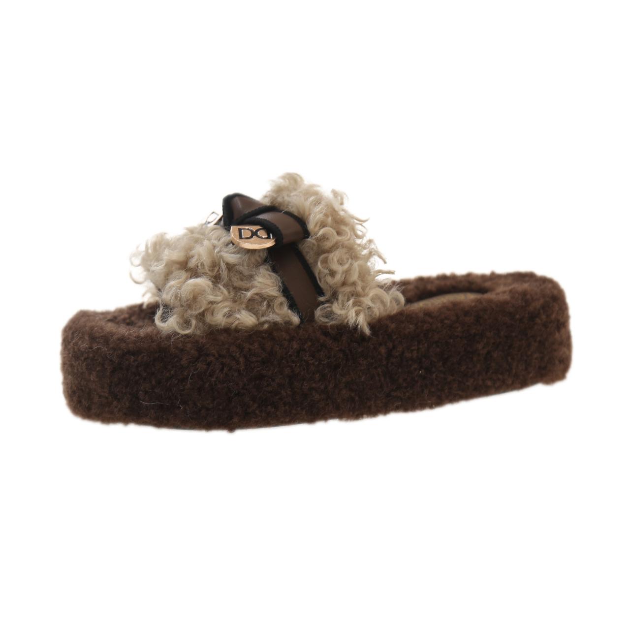 

Жіночі домашні тапочки 2024 Осінь і зима Нові плюшеві домашні ліниві тапочки Протиковзкі міцні модні теплі сандалі тапочки 40 хакі