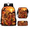 Cartoon One Piece 3pcs Lightweight Durable School Backpack with Crossbody Bag Pencil Case for Boys Girls Age 6-10 Primary School