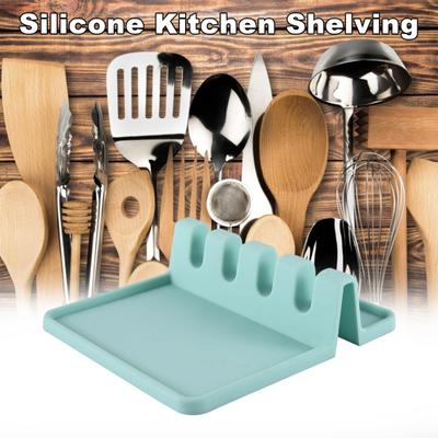 Porta cucchiaio in silicone con vassoio antigoccia per uso alimentare resistente al calore senza BPA, piano cottura, mestolo, spatola, pinza, poggia utensili, organizer