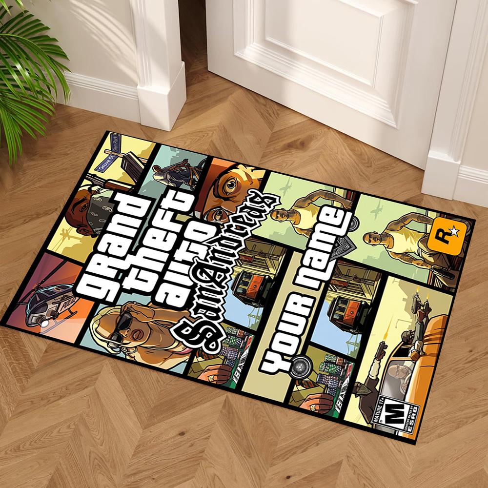 Grand Theft Auto Personalized Name Carpet Suitable for Decorate room Balcony Dining Room Game Room Anti-slip Rug Anime Office Decor