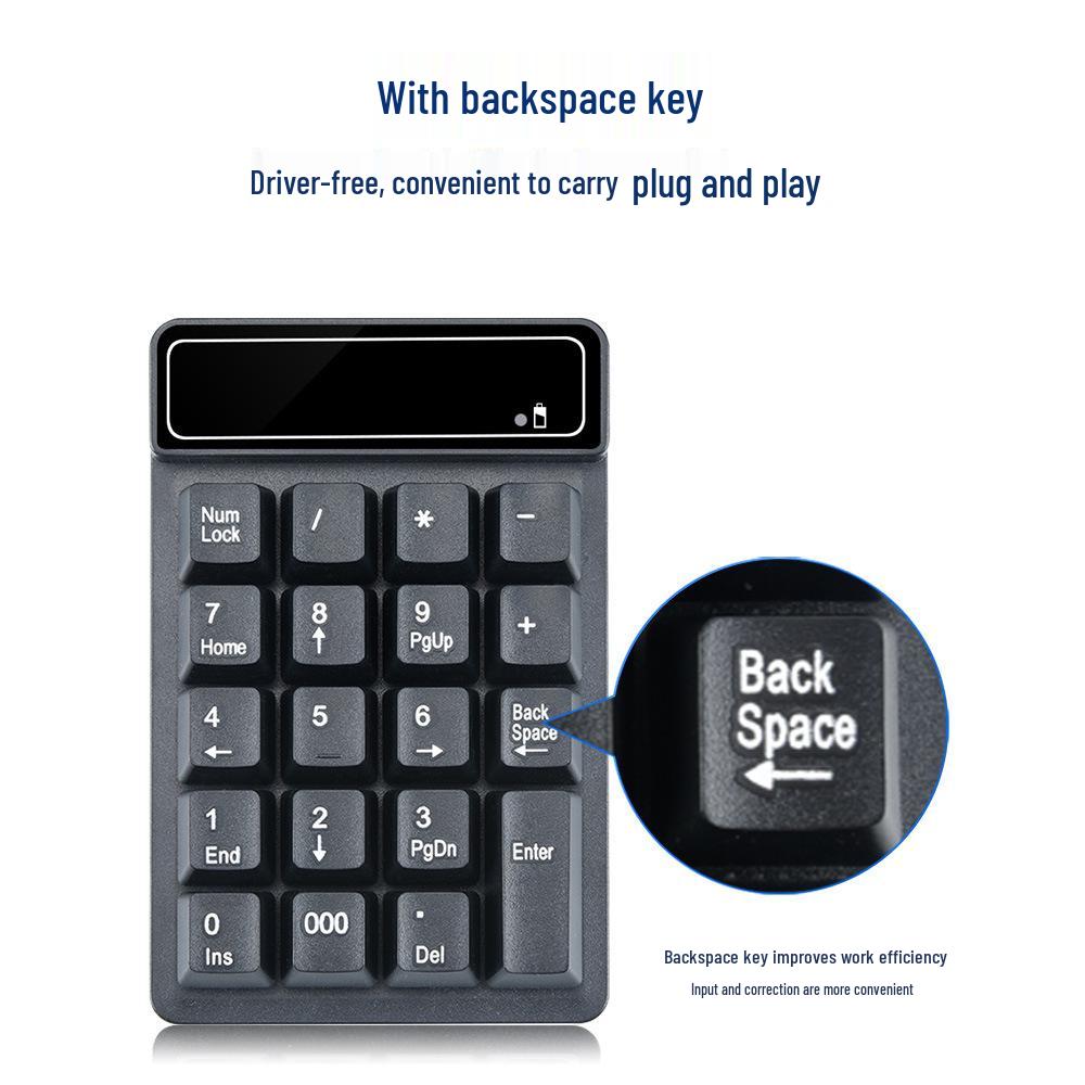 Dual-Mode Wireless Bluetooth Numeric Keypad with 19 Keys & 2.4G USB Receiver for Finance & Accounting