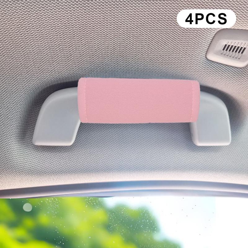 2/4 Pièces Doux Peluche Voiture Toit Accoudoir Antidérapant Protège Poignée de Voiture Housse de Poignée de Traction Housse de Poignée de Plafond Fourniture Intérieure Auto