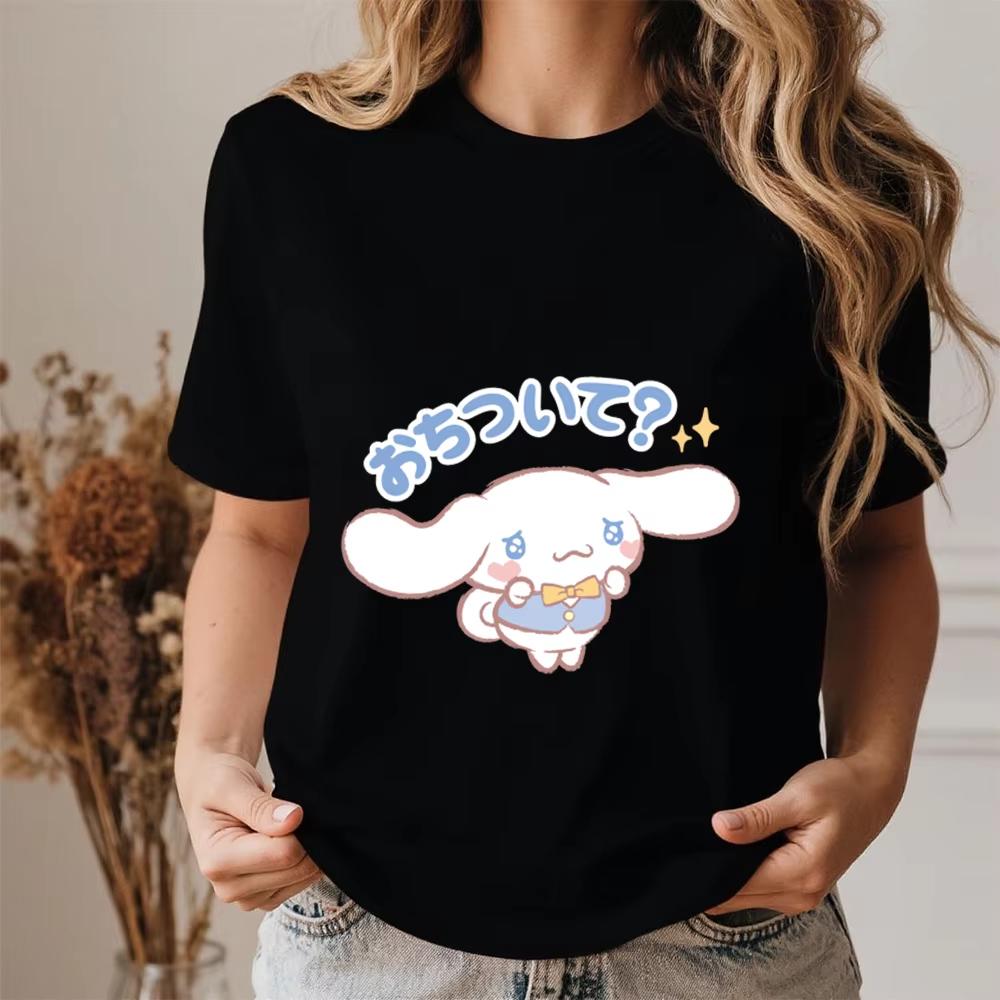 2026 Summer Casual Cotton T Shirt for Women Cinnamoroll Hold My Hand Print Tee Summer Soft Comfortable Top