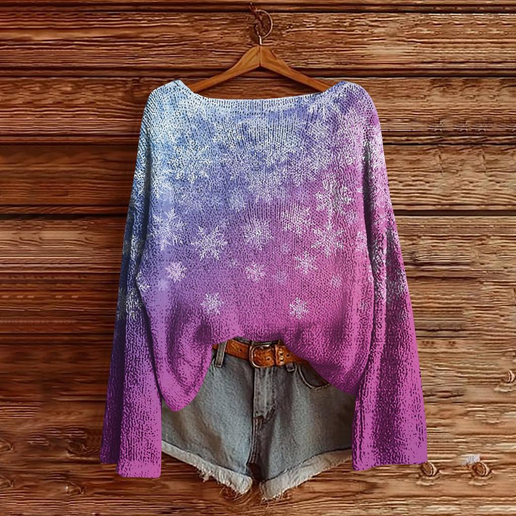 Women's Round Neck Lightweight Sweater Casual Long Sleeve Knit Pullover