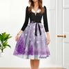 Women's Fashion Round Casual Slim Fit Christmas Print Large Swing Long Sleeve Dress