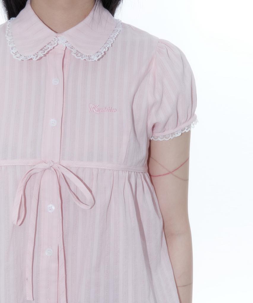 Kasiko Puff Sleeve Lace Shirt Pink