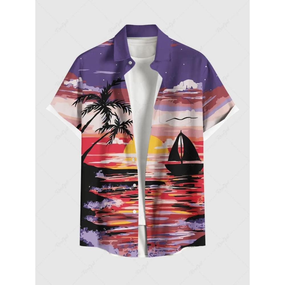 Summer Adds 3D Printed Hawaiian Shirts with Buttons, Beach Vacation Shirts, Short-sleeved Shirts and Casual Shirts for Men
