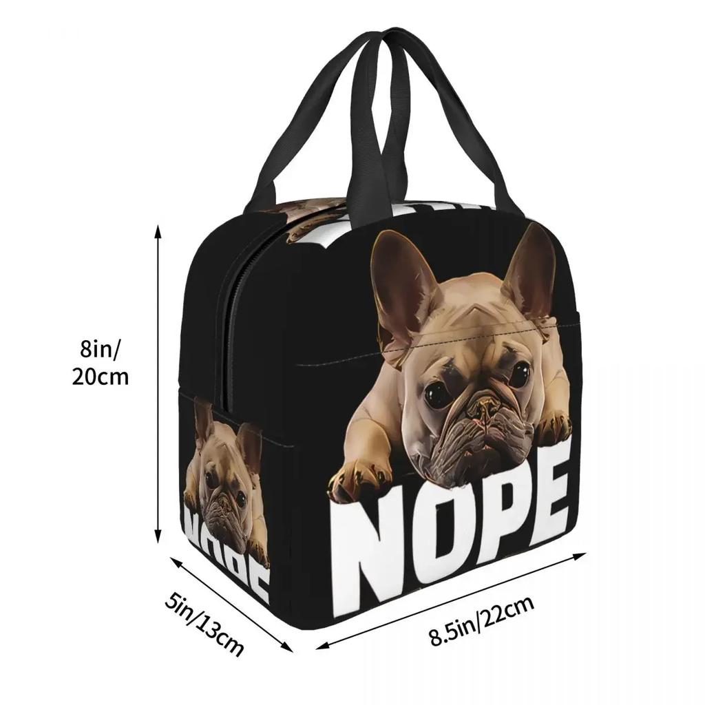 French Bulldog Nope Portable Lunch Bag Lovely Dog Animal Pets Ice Cooler Pack Insulation Picnic Food Storage Bags
