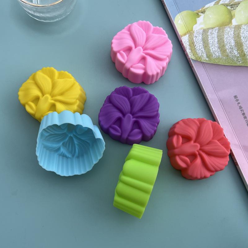 Colorful Silicone Rose Baking Molds - 5CM Cake & Muffin Cups, Pudding, Jelly, and Soap Molds