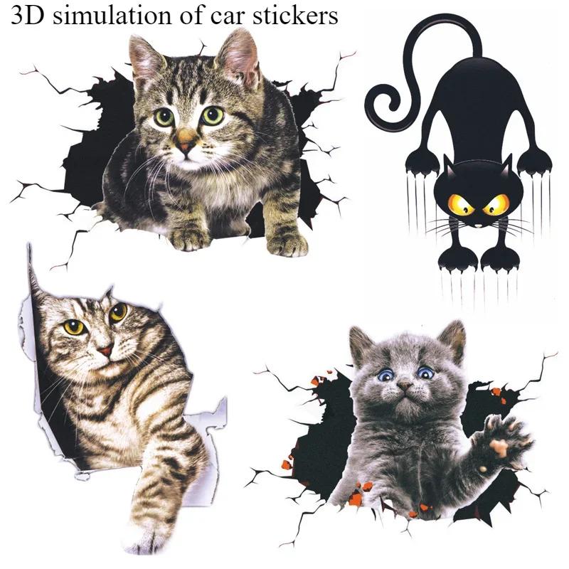 Cartoon Car Stickers Creative 3D Cat Funny Car Body Scratch Masking Stickers Animal Styling Stickers Decoration Car Accessories