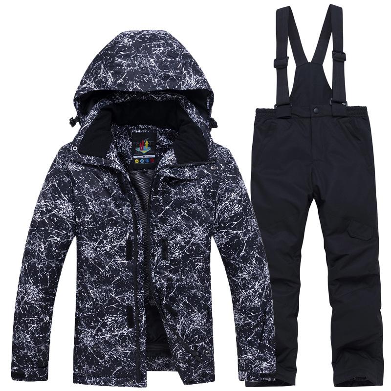 Jungen Mädchen Camouflage Ski Set Winddicht Warm Wasserdicht Outdoor Verdickt Single Board Ski Jacke Hosen