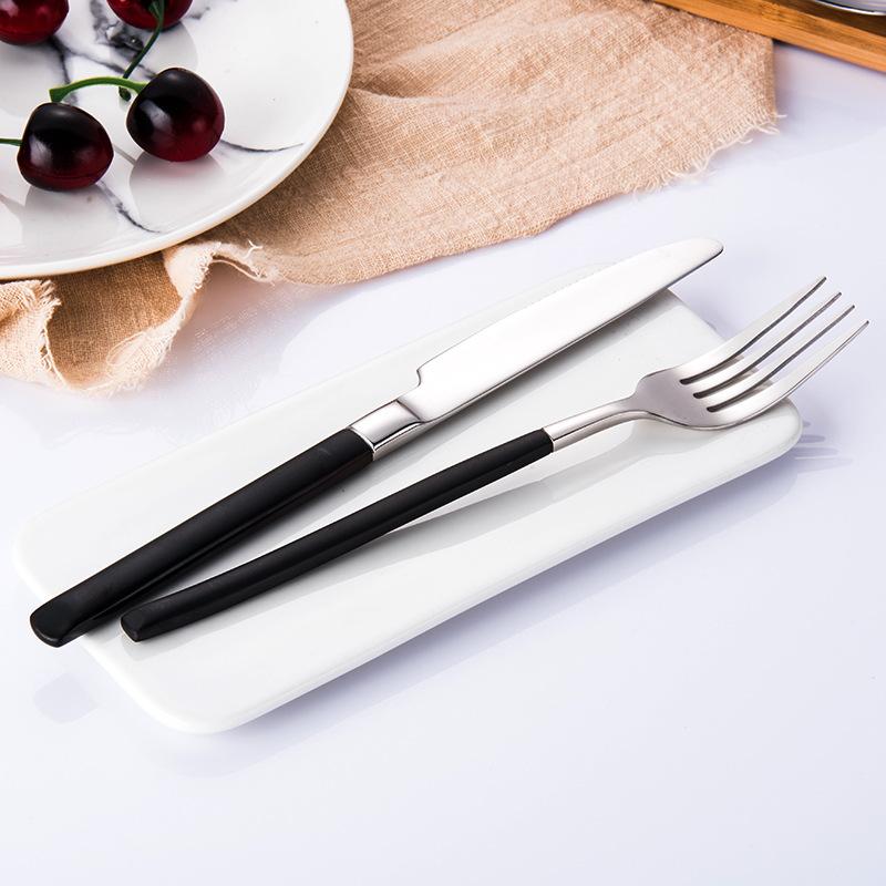 

Jaswehome Western cutlery set 304SS black handle stainless steel steak knife meat cleaver fruit fork dessert spoon dining tools