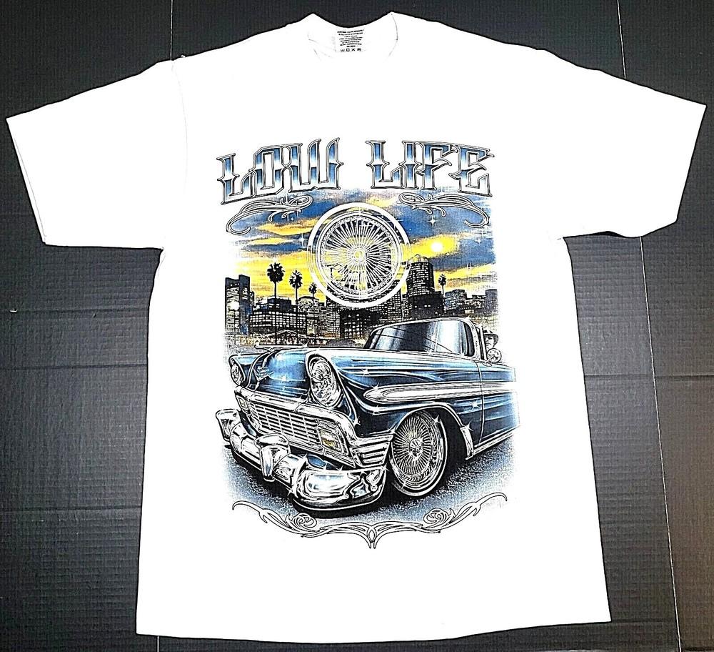 Lowrider T-shirt Low Life Urban Streetwear Men s 100% Cotton Tee White New Unisex T-Shirt S
