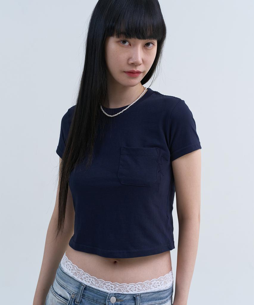 Yuseuteule Chest Pocket Short Sleeve T-Shirt (Navy)