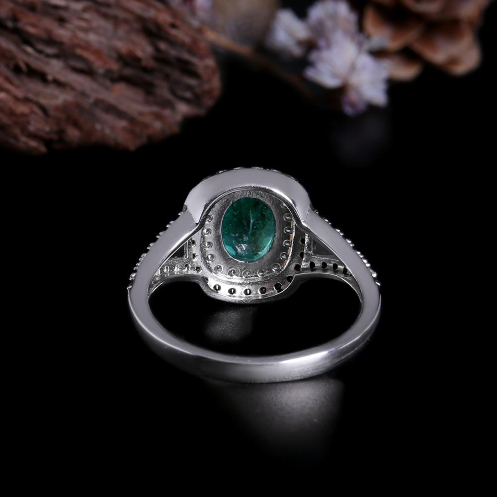 Light Luxury Fashion 925 Sterling Silver Ring Real Gemstone Natural Oval Emerald Lady Fine Jewelry Engagement Anniversary Gift