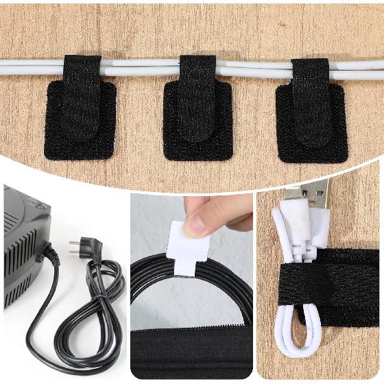 80 PCS Adhesive Hook and Loop Cord Ties, Adjustable Appliance Cord Organizer Multi-Purpose Cords Ties for Charging Cables Household Office Kitchen