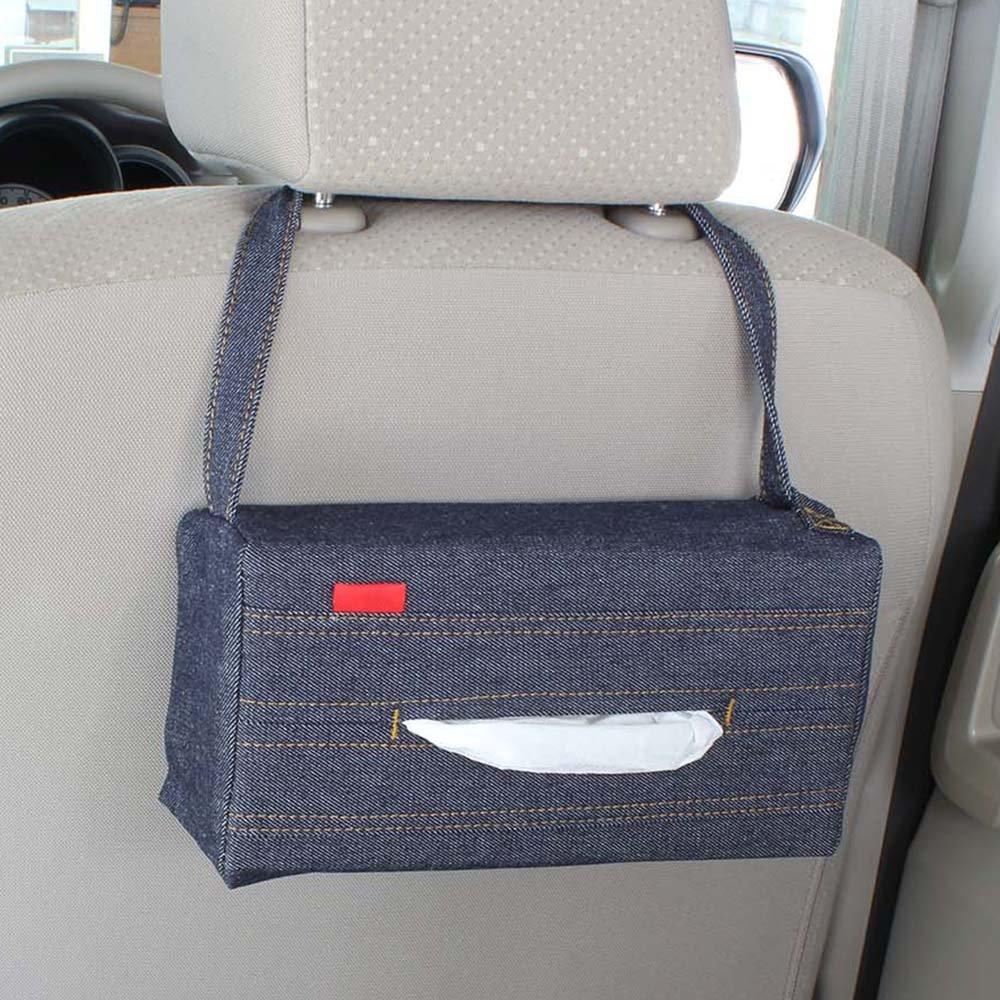 NAPOLEX Light Fizz LF-147 Denim Car Tissue Box Cover with Hanging Strap