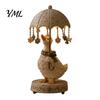 Cute Animal Sculpture Lamp Rotating Umbrella Lamp, Resin Holding Vintage Sculpture, Shape Bedside Light Tabletop Cat Dog Goose Figurine for