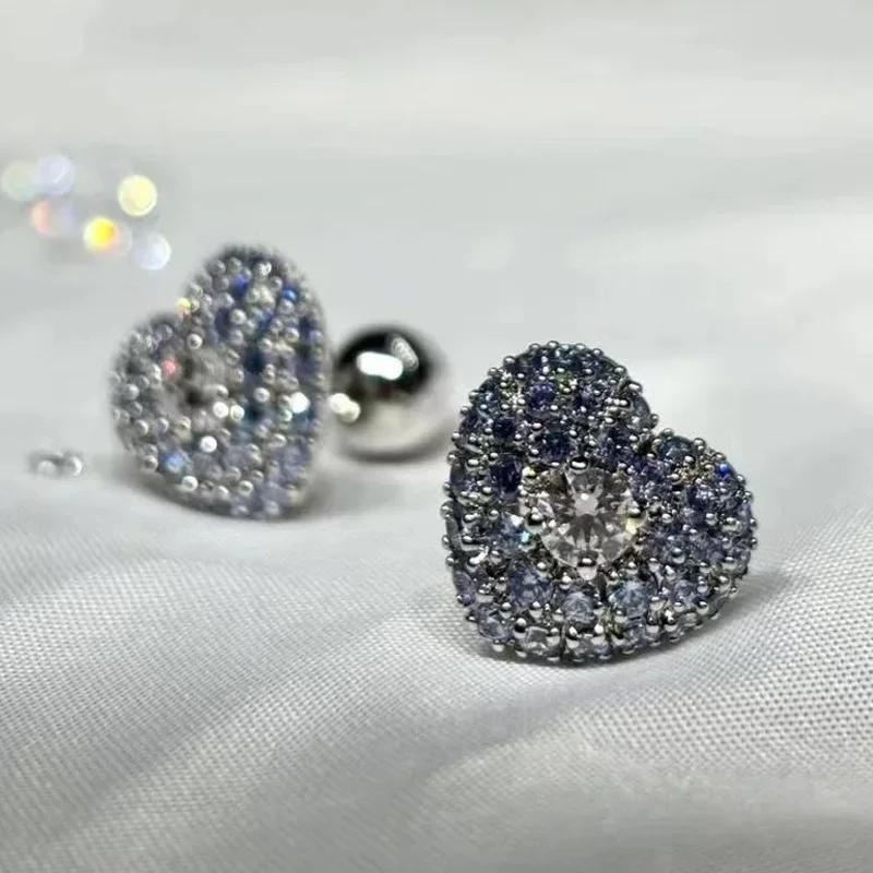 2026 New Trend Fine Jewelry Set Charming Heart Crystal Fashion Stainless Steel Necklace Earrings As a Anniversary Gift for Women