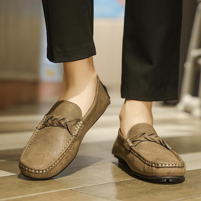 Summer new Doudou shoes men's lazy breathable men's casual leather shoes men's soft soles