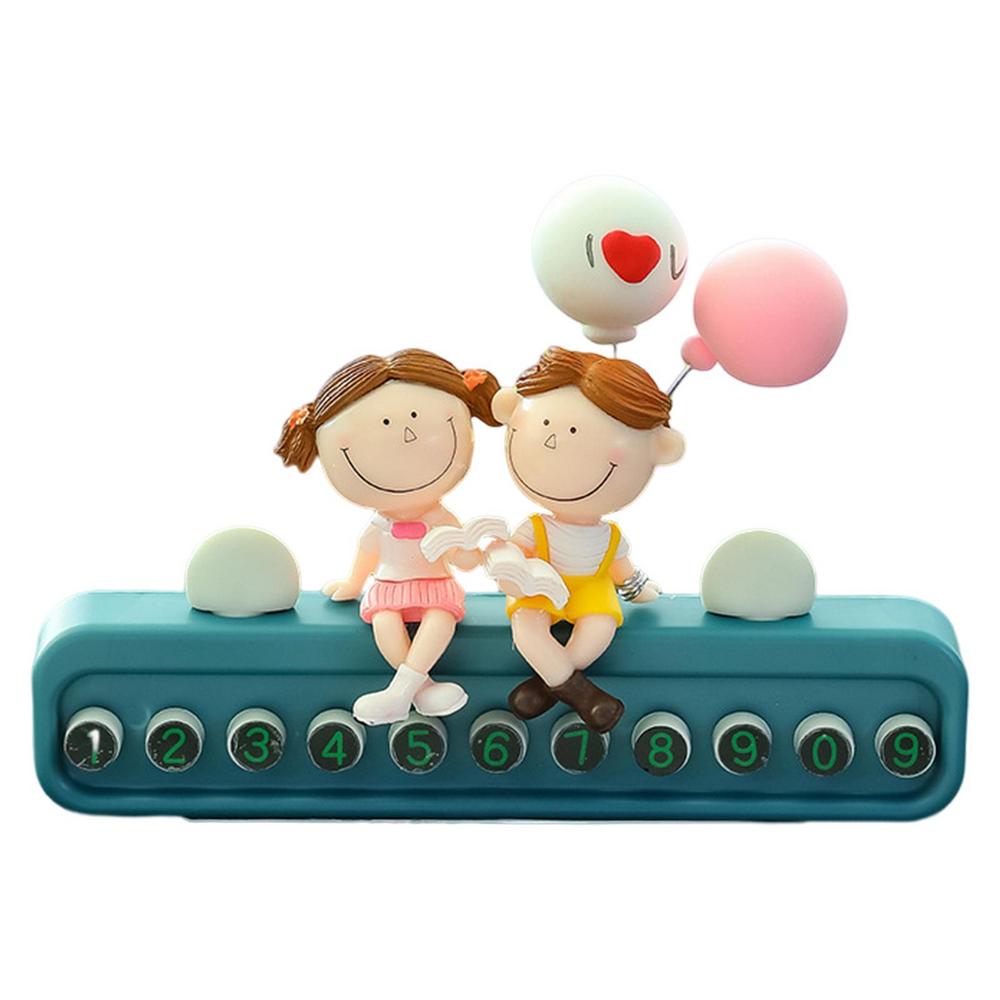 Phone Number Plate Couple Doll Temporary Number Plate Auto Heatproof Decorations Dashboard Display Decorations For Men Women