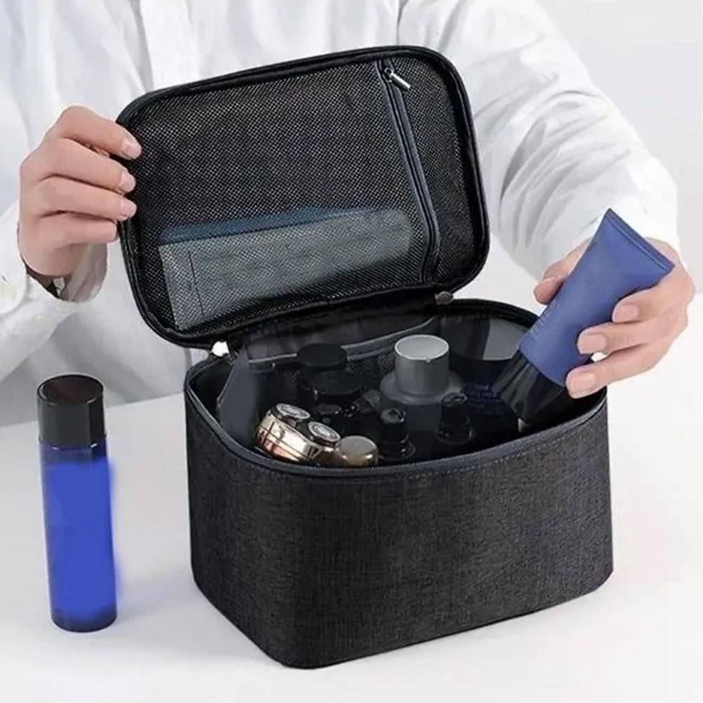 Large Capacity Makeup Bag Men's Business Travel Toiletry Bag Portable Handbag Oxford Cloth Storage Bag Square Cosmetics Bag