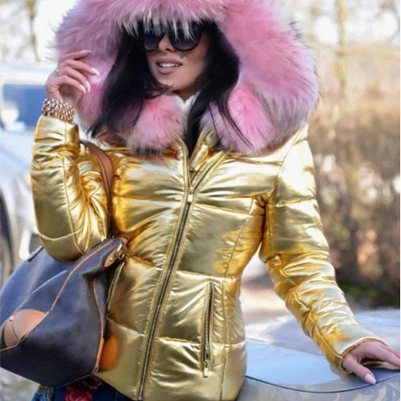 Autumn Winter Hooded Women's Solid Colour Velvet Collar Outerwear Thickened Short Loose Warm Zipper Jacket